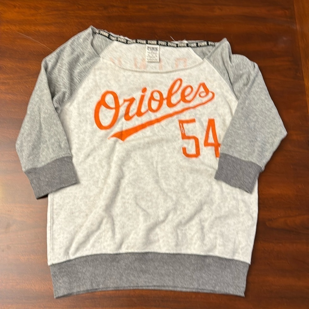 Pink MLB Baltimore Orioles Pullover Lightweight Sweatshirt